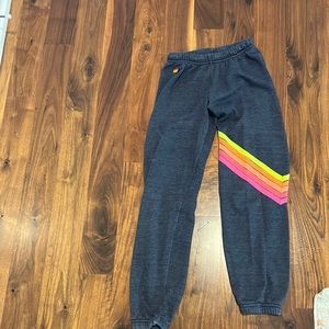 AVIATOR NATION super cute heather navy sweatpants with rainbow side